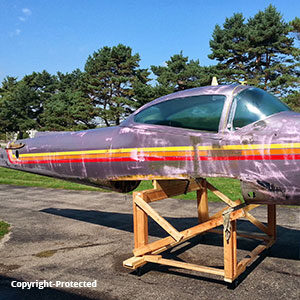 side view of a navion airplane restoration project now wings