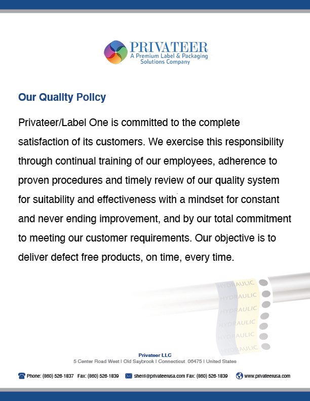 Privateer Ltd Quality Policy